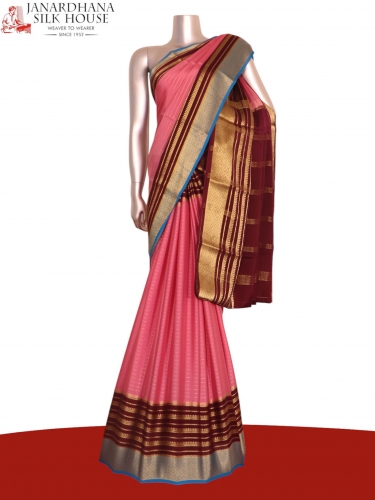 Pure Veldhari Zari Lines Mysore Crepe Silk Saree